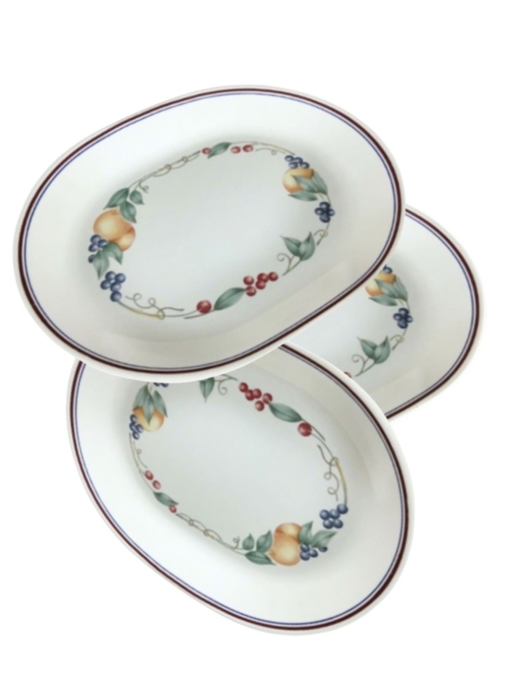 Corelle Abundance Three Oval Serving Platters  12" x 10” Retired